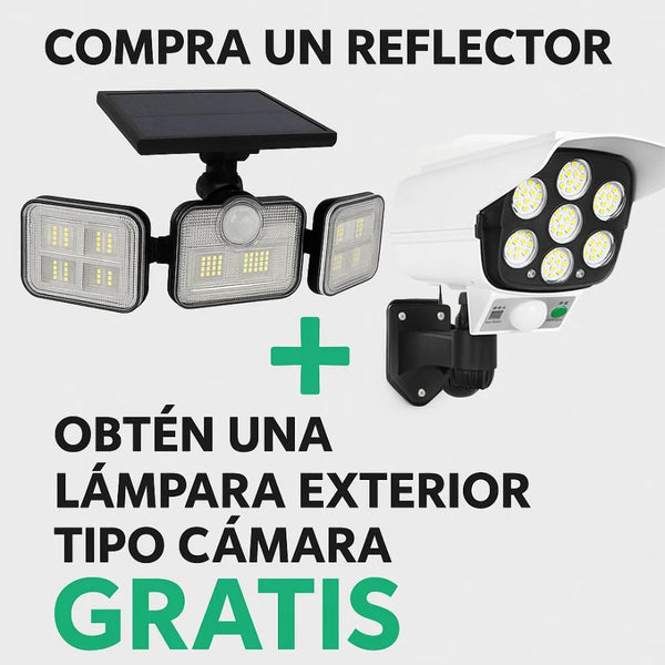 Reflector Solar 3 Cabezales HomeLight + Lampara Tipo Cámara de Regalo